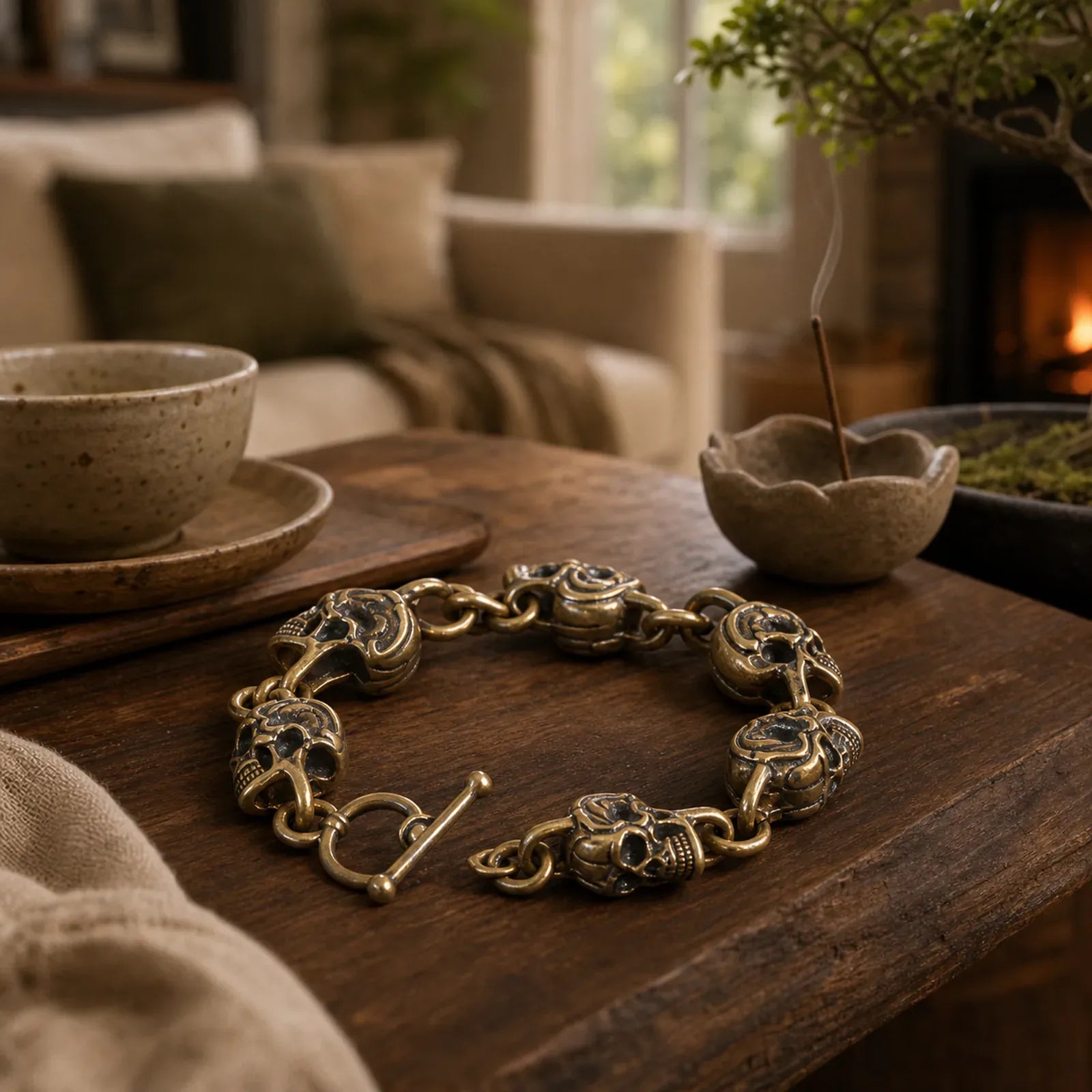 Retro Copper Brass Skull The Lord Of The Corpse Forest Protection Bracelet featuring Copper, The Lord of the Corpse Forest