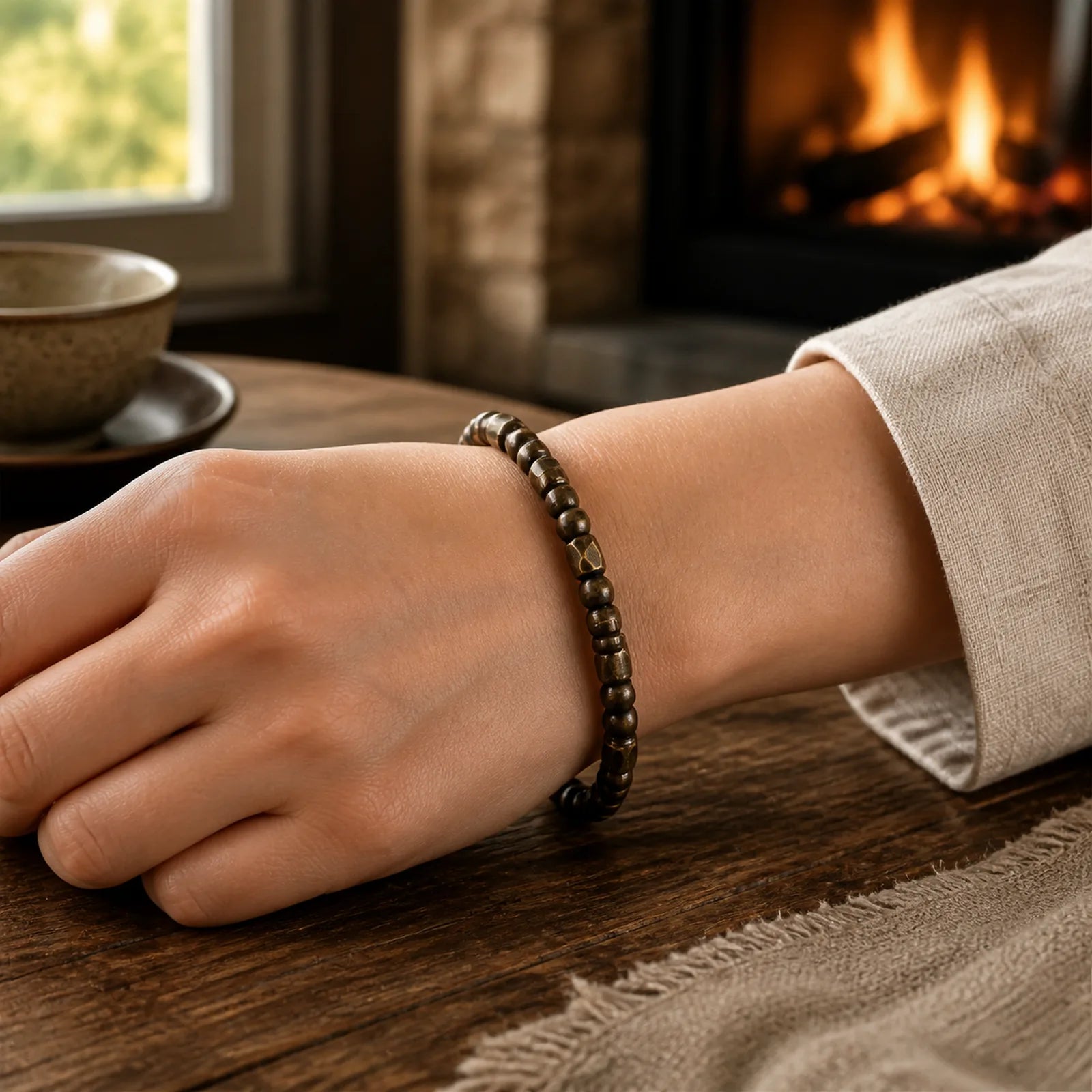 Retro Distressed Irregular Design Copper Brass Luck Bracelet featuring Copper