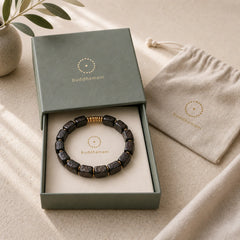Retro Ebony Wood Texture Style Copper Peace Balance Bracelet featuring Ebony Wood, Ebony, Copper