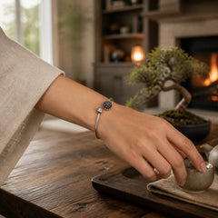 Retro Lotus White Copper Enlightenment Bracelet Bangle featuring Lotus, Copper, Lotus Symbol