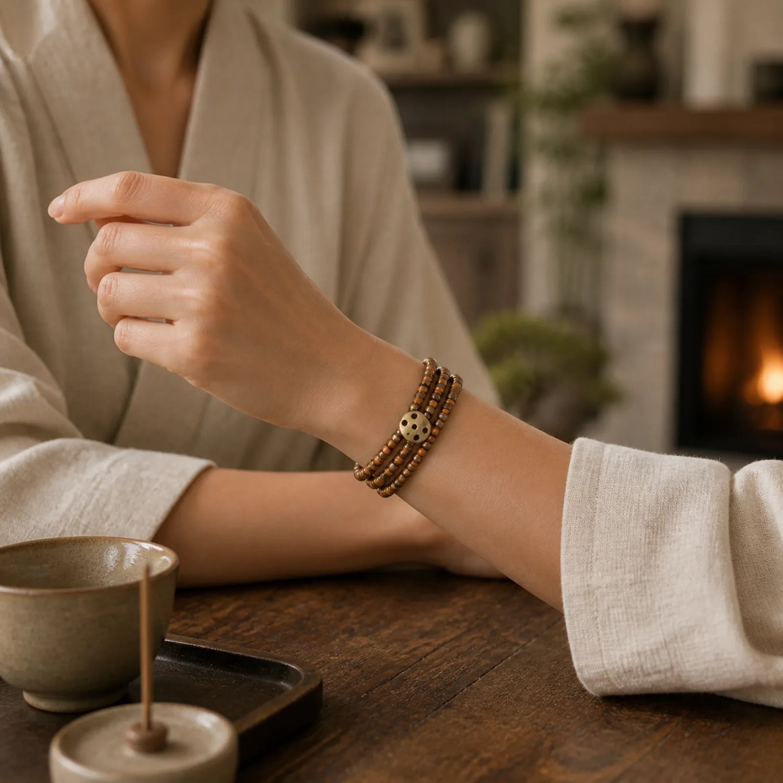 Retro Olive Pit Copper Wealth Bracelet featuring Olive Pit, Copper