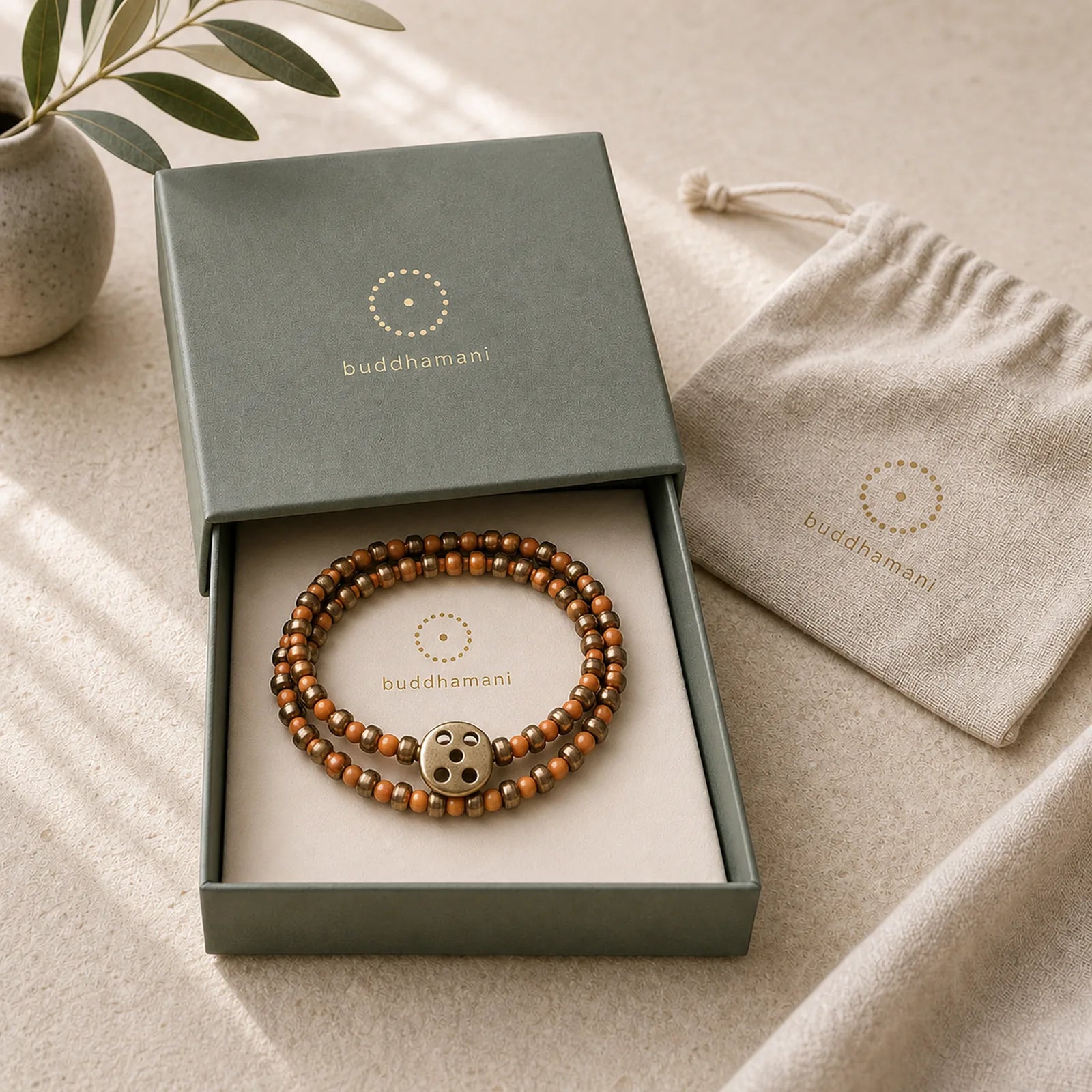 Retro Olive Pit Copper Wealth Bracelet featuring Olive Pit, Copper