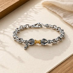 Retro Om Mani Padme Hum Vajra Copper Calm Bracelet featuring Om Mani Padme Hum, Om, Vajra