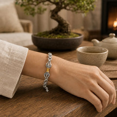 Retro Om Mani Padme Hum Vajra Copper Calm Bracelet featuring Om Mani Padme Hum, Om, Vajra