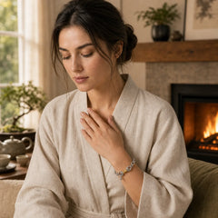 Retro Om Mani Padme Hum Vajra Copper Calm Bracelet featuring Om Mani Padme Hum, Om, Vajra