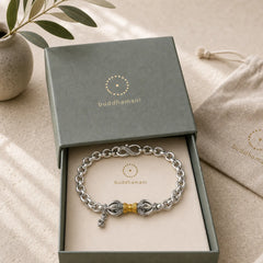 Retro Om Mani Padme Hum Vajra Copper Calm Bracelet featuring Om Mani Padme Hum, Om, Vajra