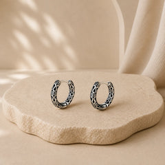 Retro Pattern Titanium Steel Balance Earrings featuring Titanium Steel