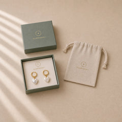 Retro Pearl Heart Shape Design Buckle Healing Earrings featuring Pearl, Copper