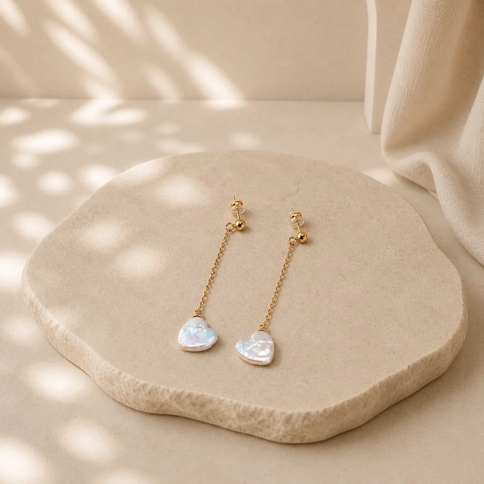 Retro Pearl Heart Shape Design Drop Dangle Optimism Earrings featuring Pearl, Copper, Silver