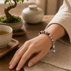Rhodonite Love Heart Healing Beads Bracelet featuring Rhodonite