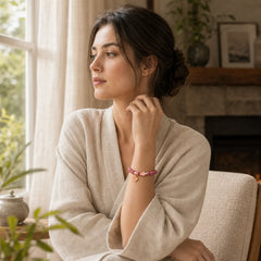 Rhodonite Peach Blossom Loving Energy Bracelet featuring Rhodonite, Pearl, Copper