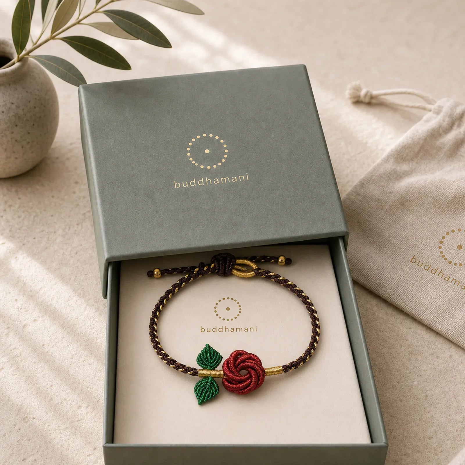 Rose Flower Rope Eight Thread Peace Knot Luck Handmade Bracelet featuring