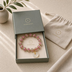Rose Liuli Glass Bead Peace Buckle Peace Bracelet featuring Peace Buckle, Five Elements, Copper