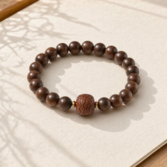 Rosewood Auspicious Clouds Totem Fu Character Bamboo Pattern Warmth Bracelet featuring Rosewood, Fu Character, Bamboo