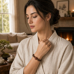Rosewood Auspicious Clouds Totem Fu Character Bamboo Pattern Warmth Bracelet featuring Rosewood, Fu Character, Bamboo