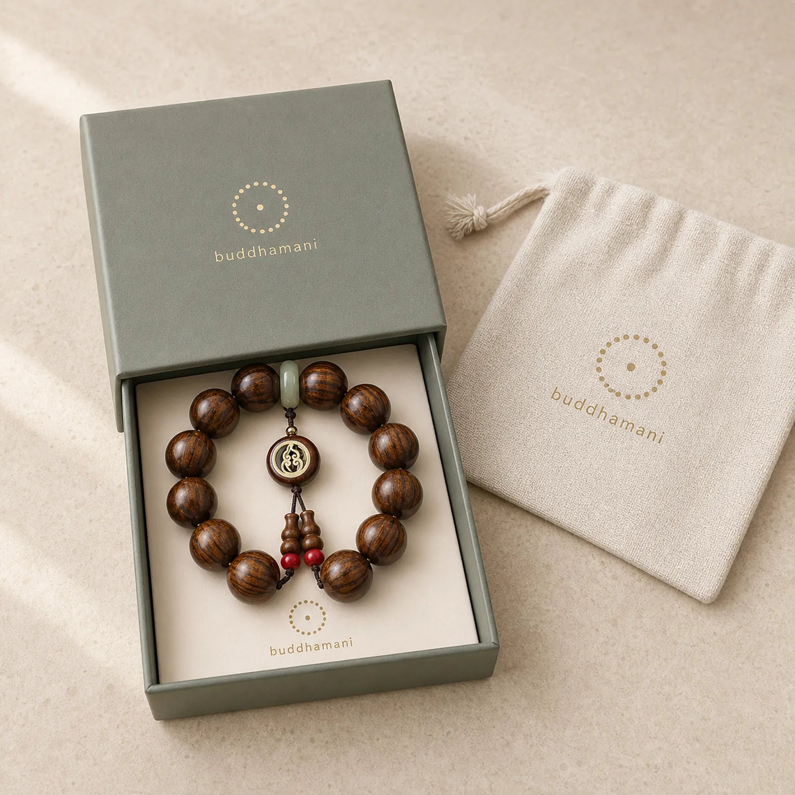 Rosewood Warmth Calm Gourd Charm Bracelet featuring Rosewood