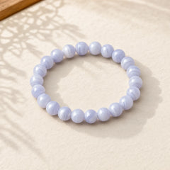 Round Design Natural Blue Lace Agate Beaded Bracelet featuring Blue Lace Agate