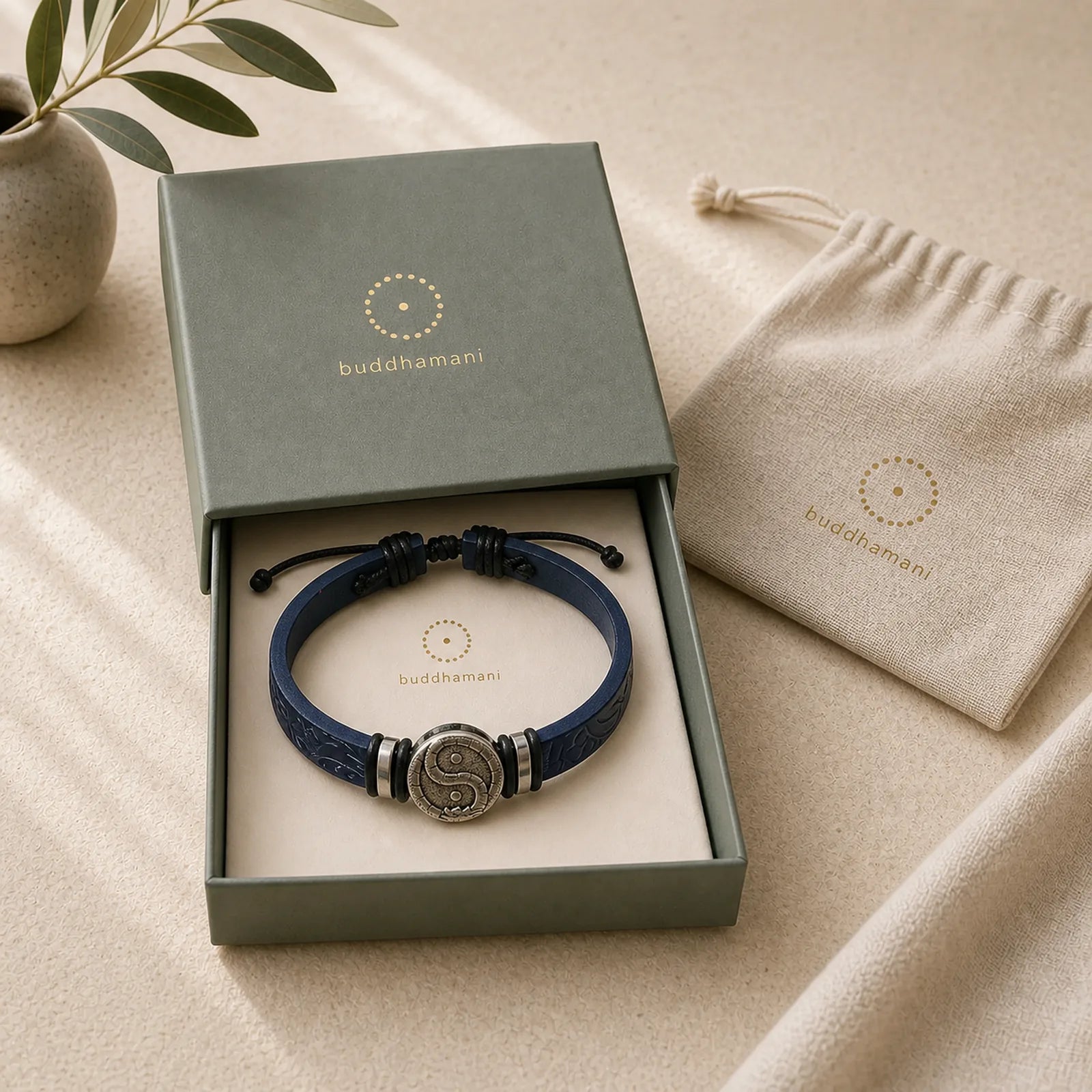 Round Engraved YIN YANG Dragon Leather Balance Bracelet featuring Dragon, Yin Yang Symbol