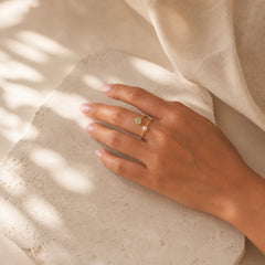 Round Jade Pearl Bead Double Layer Copper Luck Adjustable Ring featuring Jade, Pearl, Copper