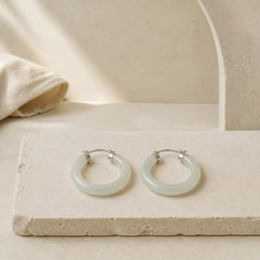 Round Jade White Jade Prosperity Earrings featuring Jade, White Jade