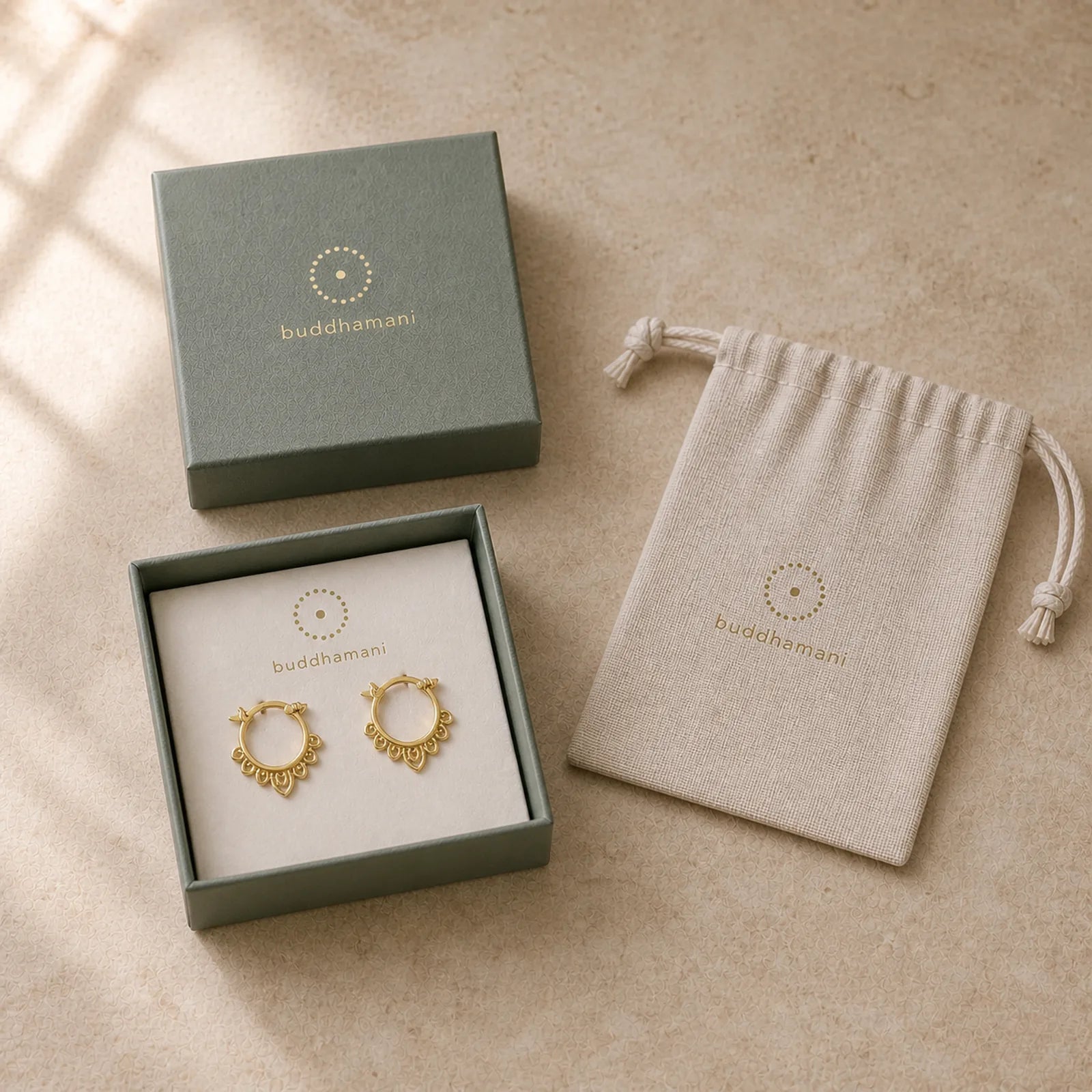 Round Lotus Flower Pattern Luck Hoop Earrings featuring Lotus, Lotus Symbol, Copper
