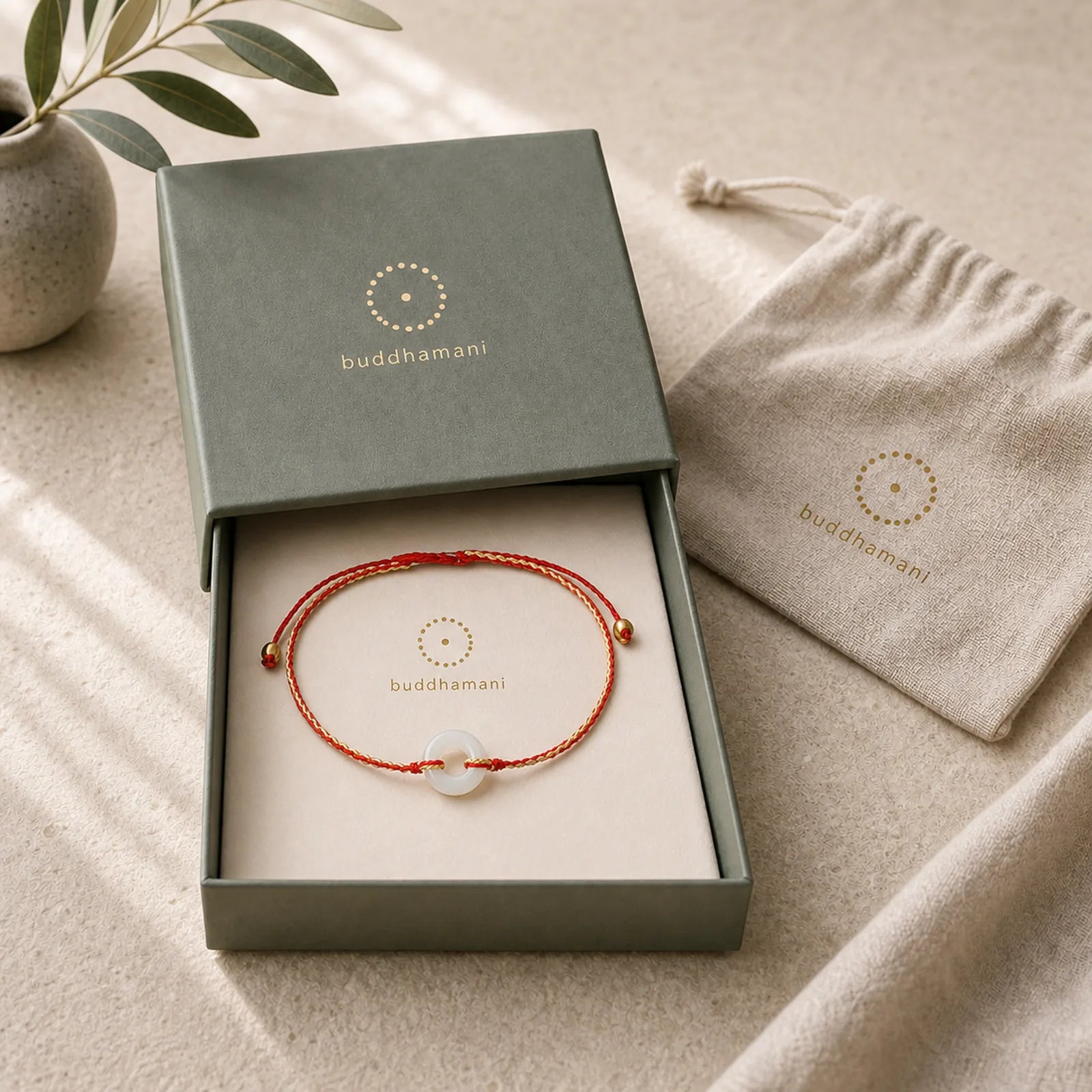 Round Peace Buckle Jade Luck Abundance Braided Bracelet Anklet featuring Peace Buckle, Jade, Copper