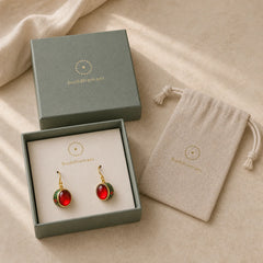 Round Red Corundum Confidence Hook Drop Dangle Earrings featuring Red Corundum, Copper, Silver