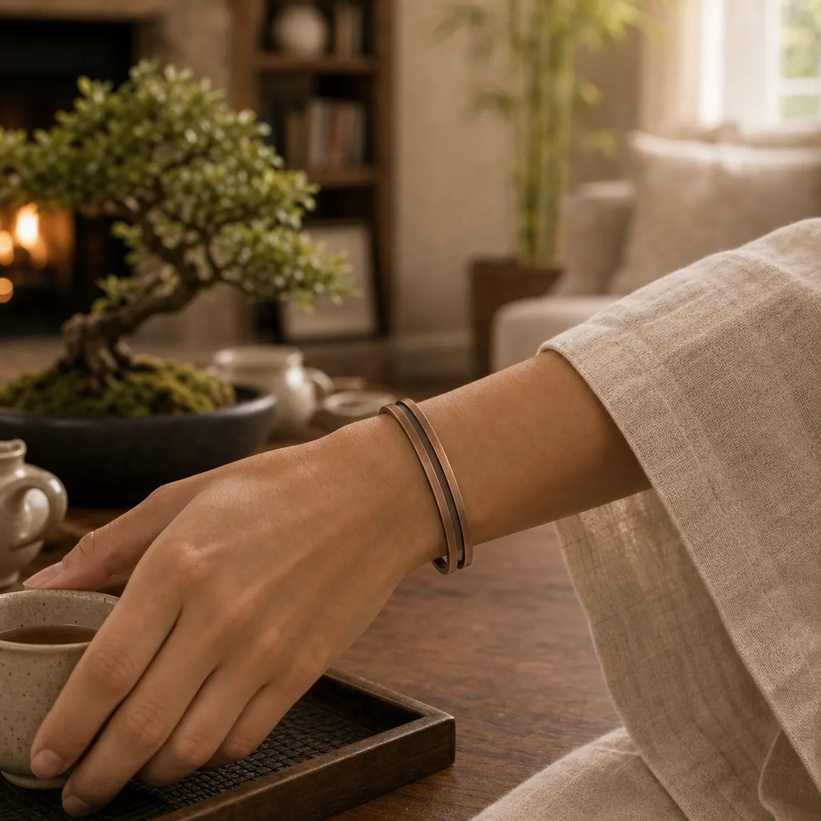 Rustic Copper Luck Viking Cuff Bracelet featuring Copper