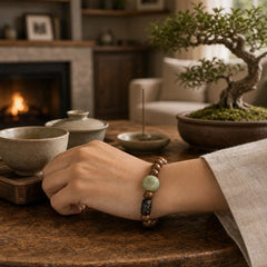 Sandalwood Bodhi Seed PiXiu Ebony Wood Bead Healing Bracelet featuring Sandalwood, Bodhi Seed, Pixiu