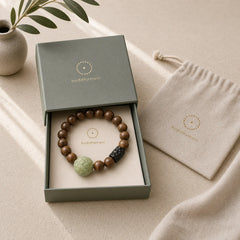 Sandalwood Bodhi Seed PiXiu Ebony Wood Bead Healing Bracelet featuring Sandalwood, Bodhi Seed, Pixiu