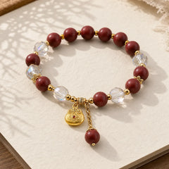 Sandalwood Lucky Bag Charm Healing Bracelet featuring Sandalwood
