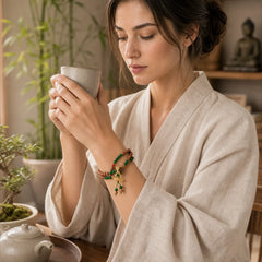 Sandalwood Wood Bead Tibet Dorje Vajra Double Twisted Design Protection Healing Bracelet featuring Sandalwood, Vajra