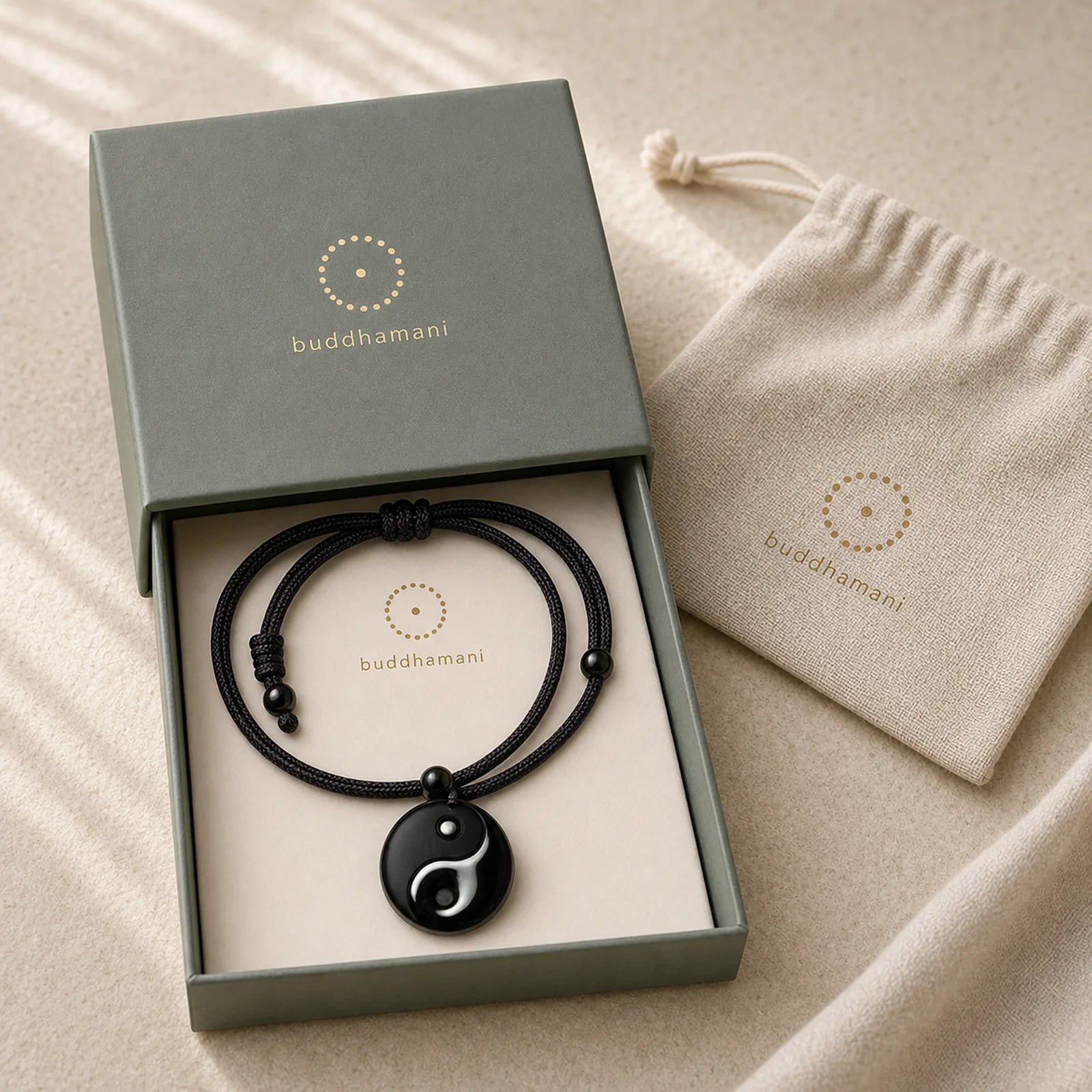 "Sending Balance and Protection" Obsidian Yin Yang Necklace Includes Gift Message Card featuring Black Obsidian, Yin Yang Symbol