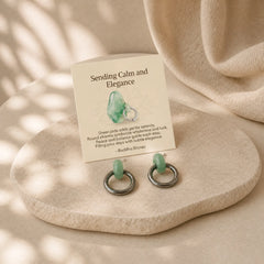 "Sending Calm and Elegance"Titanium Steel Jade Earrings Includes Gift Message Card featuring Titanium Steel, Jade, Green Jade
