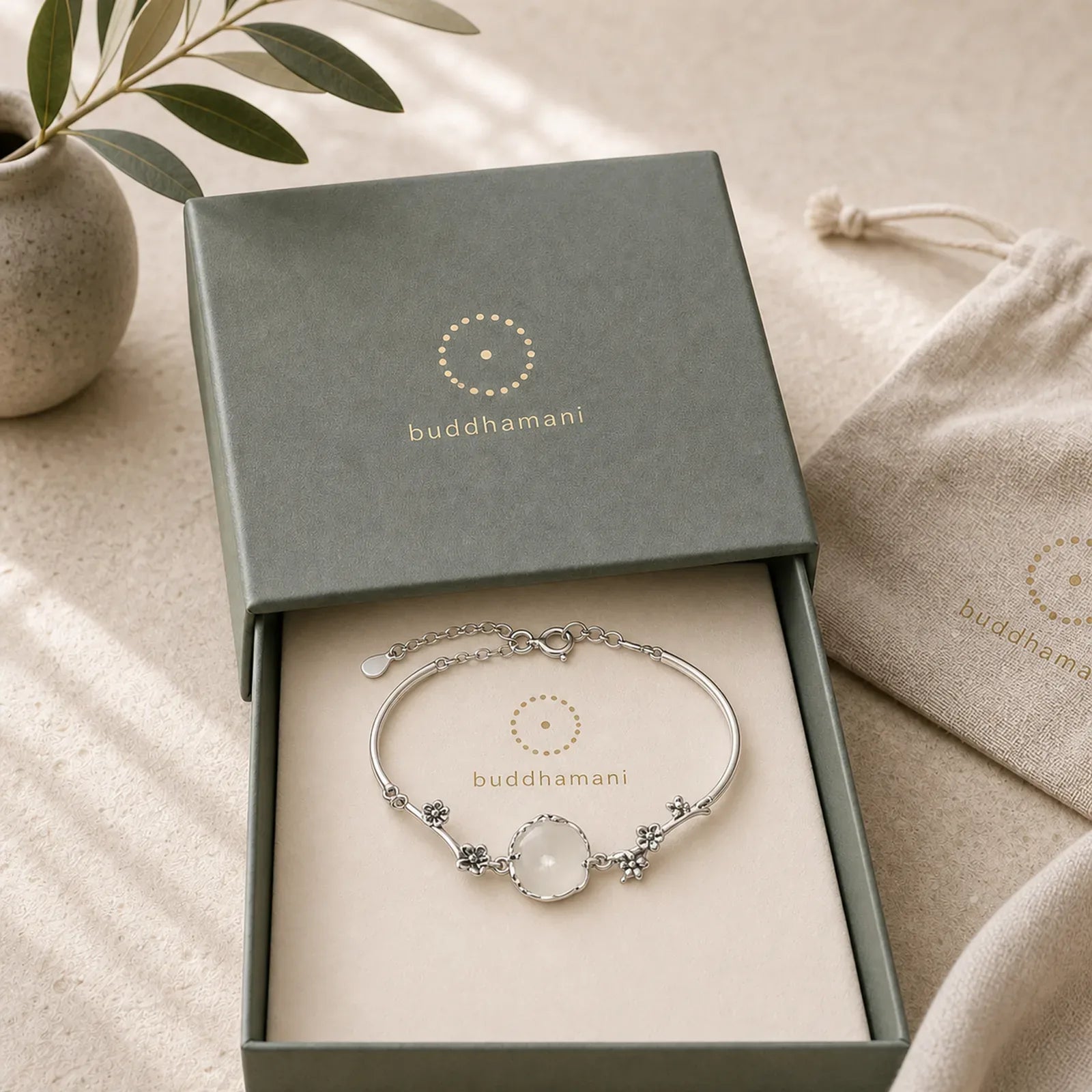 "Sending Grace and Harmony"Plum Blossom Chalcedony Bracelet Includes Gift Message Card featuring Chalcedony, Copper