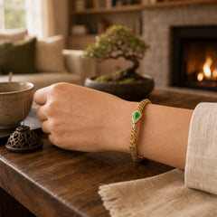 "Sending Health and Good Fortune" Cyan Jade Copper Bangle Includes Gift Message Card featuring Cyan Jade, Jade, Copper
