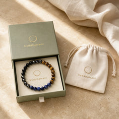 "Sending You Power and Protection" Tiger's Eye Bracelet Includes Gift Message Card featuring Tiger Eye, Hematite, Black Obsidian