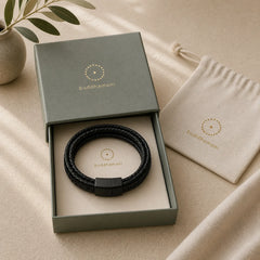Simple Braided Pattern Titanium Steel Strengthen Multi-layer Leather Buckle Bracelet featuring Titanium Steel