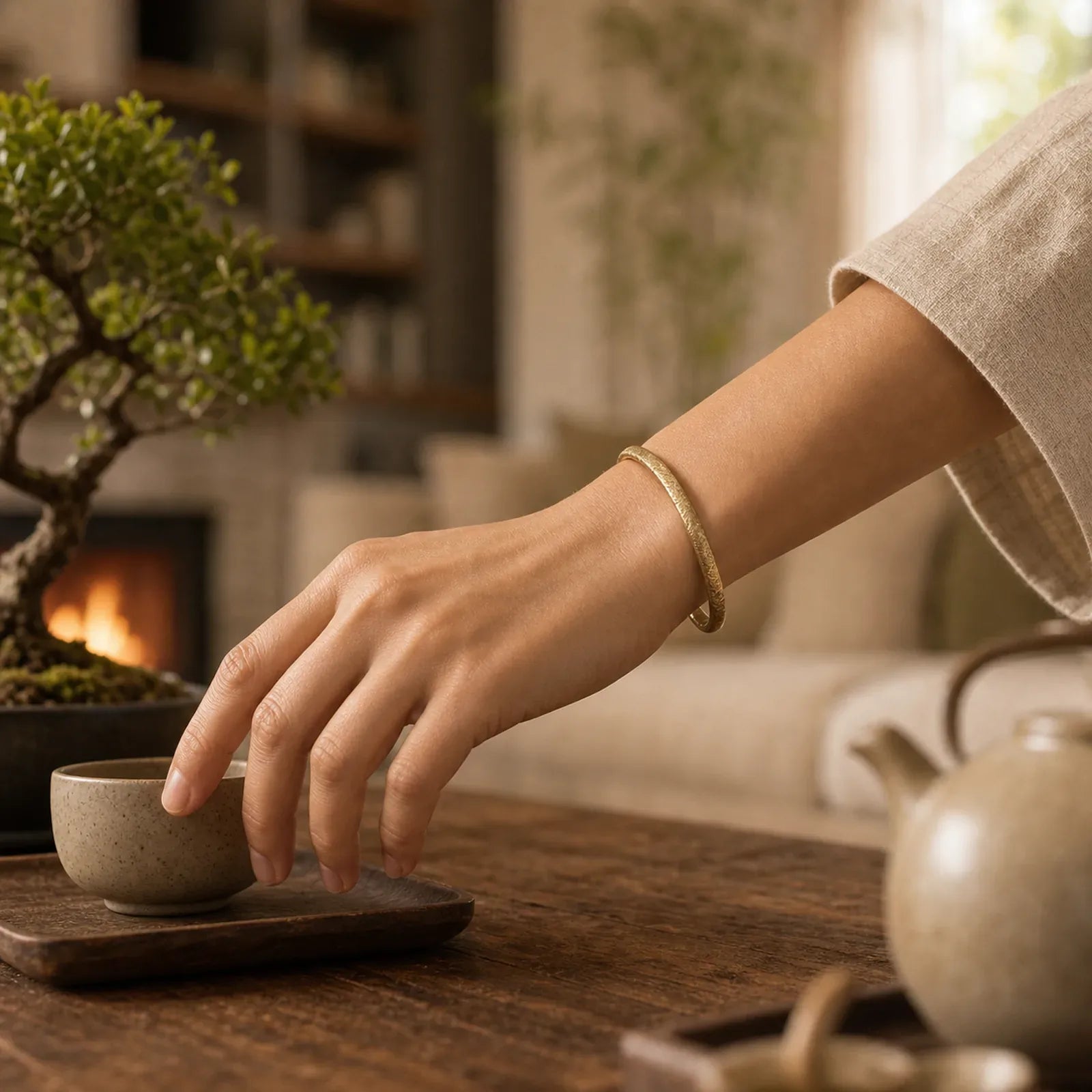 Simple Design Copper Luck Adjustable Cuff Bracelet featuring Copper