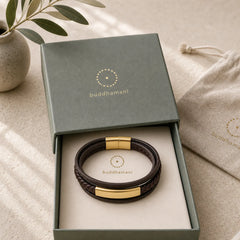Simple Design Titanium Steel Leather Luck Bracelet featuring Titanium Steel