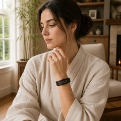 Simple Titanium Steel Braided Three-layer Leather Buckle Calm Bracelet featuring Titanium Steel