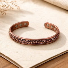 Simple Twisted Design Copper Balance Luck Open Cuff Bracelet Bangle featuring Copper