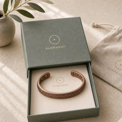 Simple Twisted Design Copper Balance Luck Open Cuff Bracelet Bangle featuring Copper