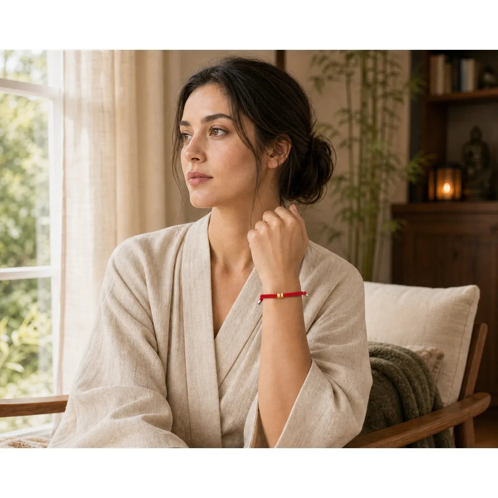 Single-Digit Angel Numbers Adjustable String Protection Bracelet featuring Red String