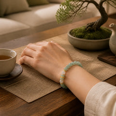 Single Double Layer Jade Peace Buckle Luck Bracelet featuring Jade, Peace Buckle, Copper
