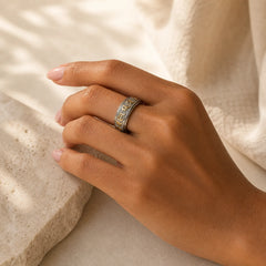 Six True Words Balance Calm Titanium Steel Ring featuring Titanium Steel, Om, Six True Words (Om Mani Padme Hum)