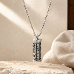 Six True Words Protection Necklace Pendant featuring Om, Silver, Six True Words (Om Mani Padme Hum)