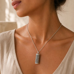 Six True Words Protection Necklace Pendant featuring Om, Silver, Six True Words (Om Mani Padme Hum)