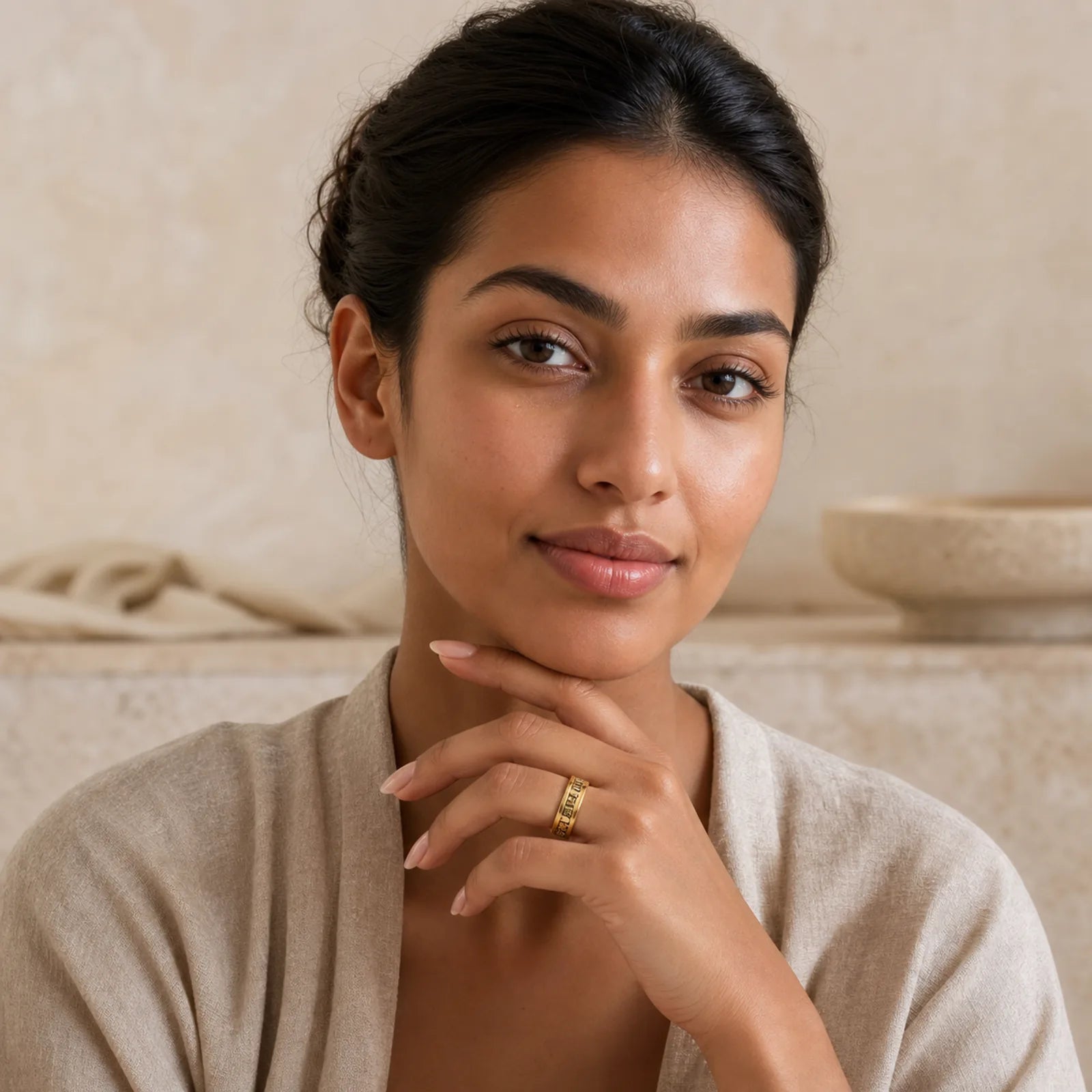 Six True Words 'Om Mani Padme Hum' Adjustable Purity Ring featuring Six True Words (Om Mani Padme Hum), Om Mani Padme Hum, Om