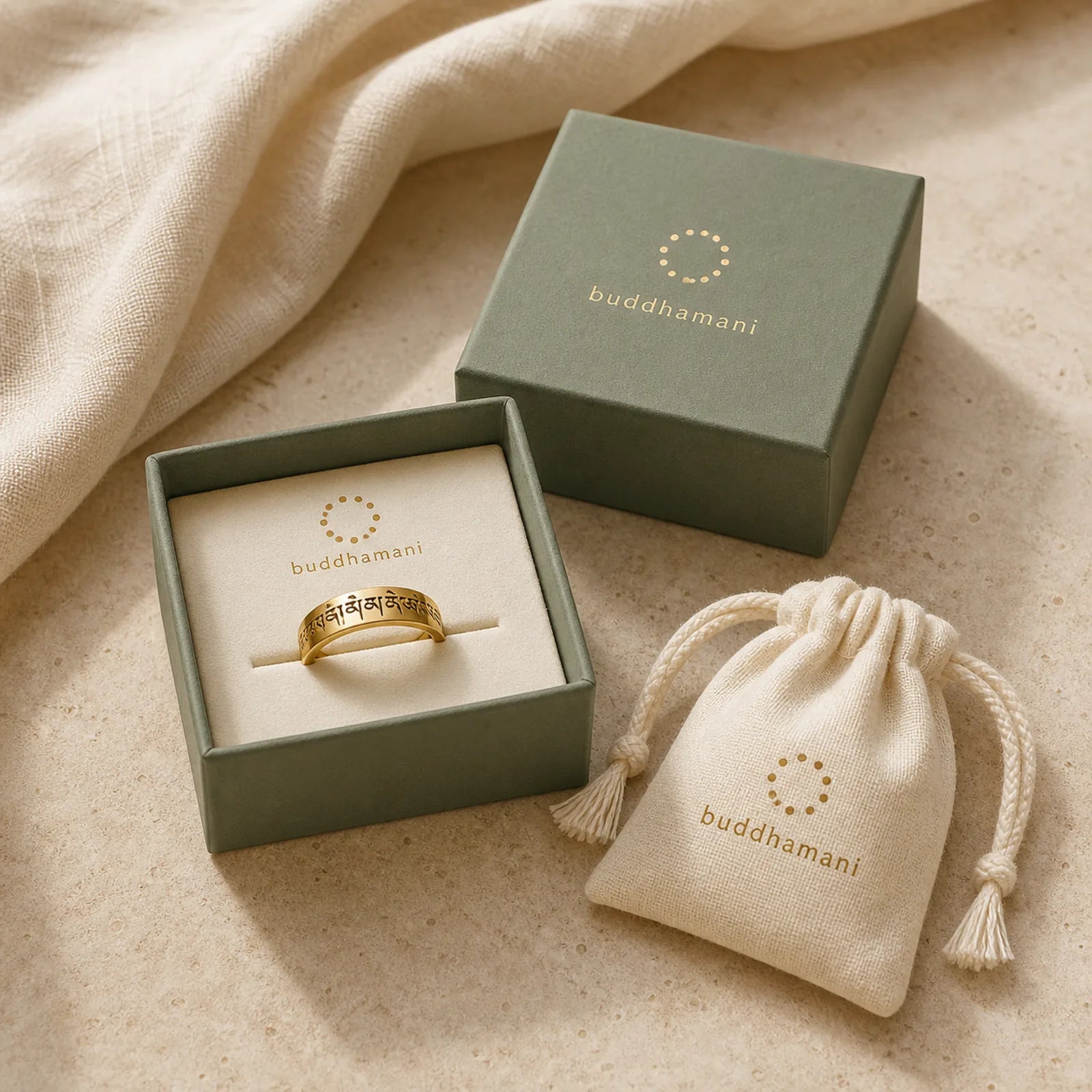 Six True Words 'Om Mani Padme Hum' Adjustable Purity Ring featuring Six True Words (Om Mani Padme Hum), Om Mani Padme Hum, Om